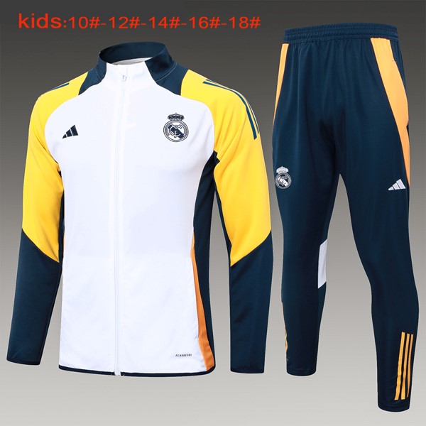 Niños Chandal Real Madrid 2024 2025 Blanco Amarillo 3